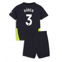 Manchester City Ruben Dias #3 Fußballbekleidung Auswärtstrikot Kinder 2024-25 Kurzarm (+ kurze hosen)